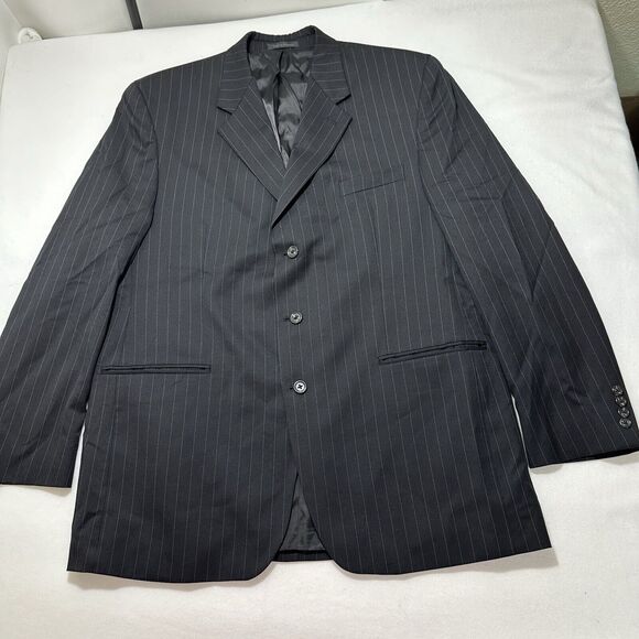 Chaps Other - Chaps Suit Jacket Men's 46 Long (46L) 100% Wool Black Pinstripe Sport Coat